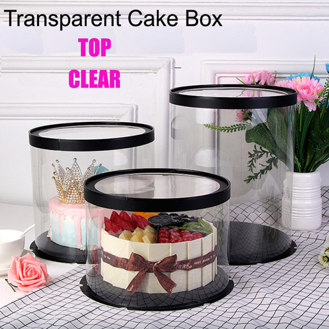 Top Прозрачная Круглая прозрачная коробка для торта 17 дюймов в высоту, Подарочная коробка для тортов с цветами, красивый товар, коробка для хранения, Подарочная коробка с цветами для предложения ► Фото 1/6