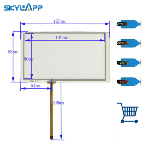 4-проводной резистивный сенсорный экран Skylarpu 6,2 дюйма 155*88 мм 155 мм * 88 мм дигитайзер для автомобильной навигации DVD Бесплатная доставка ► Фото 1/1