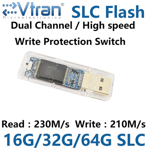 Прозрачный металлический чехол SLC, для чтения/записи, 220 Мб/с, USB3.0, 16 ГБ, 32 ГБ, 64 ГБ, SLC, USB3.0 ► Фото 1/6