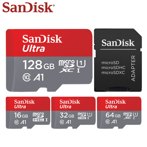Sandisk 128 ГБ TF Card 64 Гб оперативной памяти, 16 Гб встроенной памяти Micro SD карты 32GB флэш карты Micro SD UHS-I карты мини компьютер подарок адаптер ► Фото 1/5