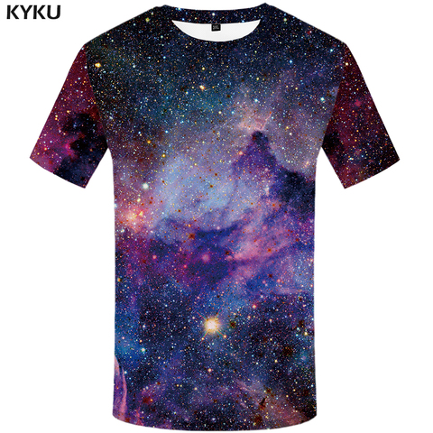 Мужская футболка с рисунком KYKU, летняя футболка с 3D-принтом космоса, в хип-хоп стиле ► Фото 1/6