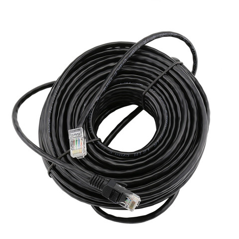 Сетевой кабель ESCAM от 10 м до 50 м, cat5, Ethernet, RJ45, водонепроницаемый кабель LAN для наружного использования, для систем видеонаблюдения, POE, IP ► Фото 1/2