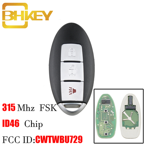 BHKEY 3 кнопки Smart Remote Key 315 МГц для Nissan Tiida Qashqai Altima Maxima Sentra Teana Xtrail CWTWBU729 с чипом ID46 ► Фото 1/5