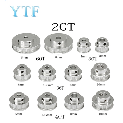Шкивы ГРМ GT2 30 36 40 60 зубьев 2GT, детали для колес, отверстие 5 мм 8 мм, алюминиевые зубья шестерни, ширина 6 мм 10 мм, детали для 3D принтера ► Фото 1/3