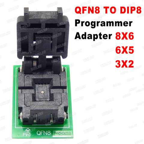Адаптер программатора QFN8 К DIP8, WSON8 DFN8 MLF8 к разъему DIP8 для 25xxx 6x5 3x2 8x6 мм шаг = 1,27 мм ► Фото 1/1