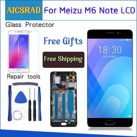 Сенсорный экран AICSRAD для Meizu M6 Note с цифровым преобразователем + ЖК-дисплей для сотового телефона Meizu Note 6 5,5 дюйма черного и белого цвета ► Фото 1/1