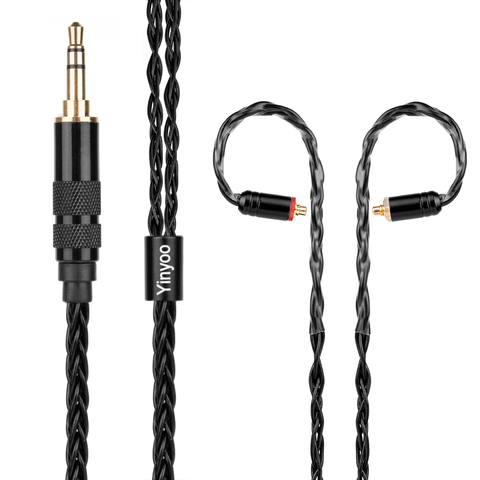 Yinyoo 8 Core с серебряным покрытием черный кабель 2,5/3,5/4,4 мм балансный кабель с MMCX/2PIN для BLON BL-03 BL-05 BL05 ZS10 AS10 ZSX C12 ► Фото 1/6