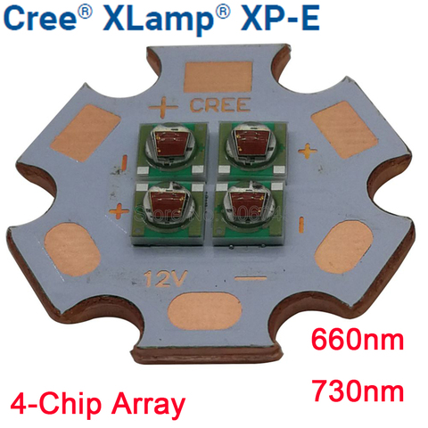 Cree XPE 4 чипа, 10 Вт, красный, 660нм, дальний, красный, 730 нм, светодиодный излучатель, 4 светодиодных чипа, светодиодная матрица с 20 мм Cooper PCB ► Фото 1/6