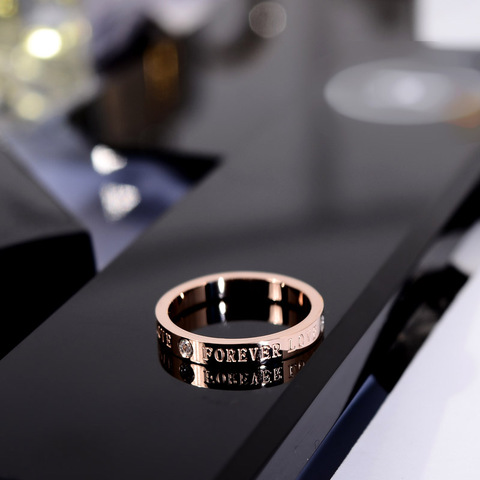 YUN RUO 2022 Love Forever кольца для пар, розовое золото, серебристый цвет, модные ювелирные изделия из титановой стали, свадебное кольцо, подарок на де... ► Фото 1/6