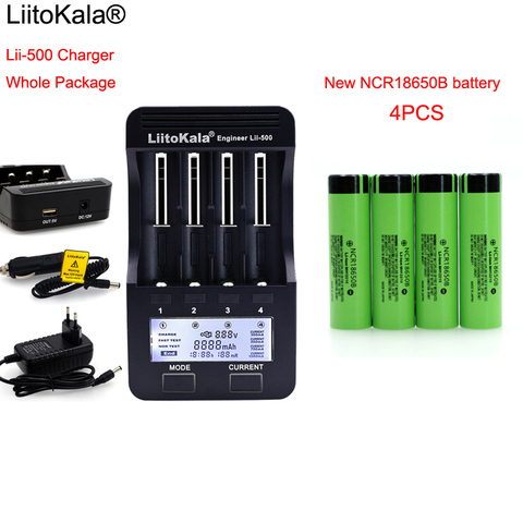 Зарядное устройство LiitoKala lii500 с ЖК-дисплеем, 3,7 в, 18650, 26650, 1,2 в + 4 аккумулятора NCR18650B, 3400 мАч ► Фото 1/6
