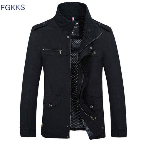 Мужская повседневная куртка FGKKS, черная куртка-бомбер приталенного силуэта, на осень ► Фото 1/6