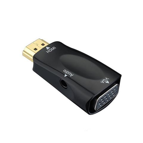 Адаптер HDMI Male-VGA 15 Pin Female, конвертер аудиокабеля FHD 1080P 720P 480P для ПК, ноутбуков, ТВ-приставок, мониторов, проекторов ► Фото 1/6