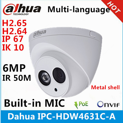 Камера видеонаблюдения Dahua IPC-HDW4631C-A, металлический корпус, 7 мп, встроенный микрофон, водонепроницаемая ► Фото 1/2