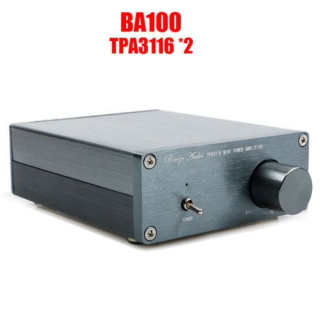 Цифровой усилитель мощности Breeze Audio BA100 HiFi Class D, tpa3116d2 TPA3116 Advanced 2*100 Вт, домашний Алюминиевый мини усилитель ► Фото 1/5