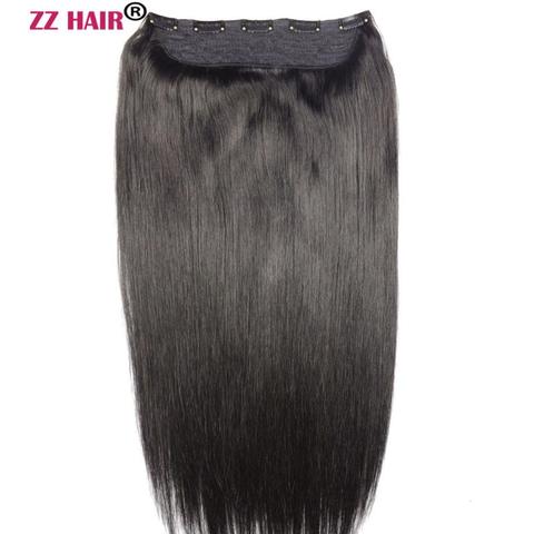 ZZHAIR 80 г, 100 г, 16 дюймов, 18 дюймов, 20 дюймов, набор цельных волос для наращивания 100% человеческих волос с 5 зажимами, 1 шт., Натуральные Прямые Волосы ► Фото 1/1