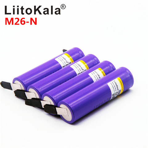 Литий-ионная аккумуляторная батарея LiitoKala M26, 100% оригинал, 18650, 2600 мА/ч, 10A, 2500, безопасная батарея для ecig/скутера, в наличии, Новинка ► Фото 1/6
