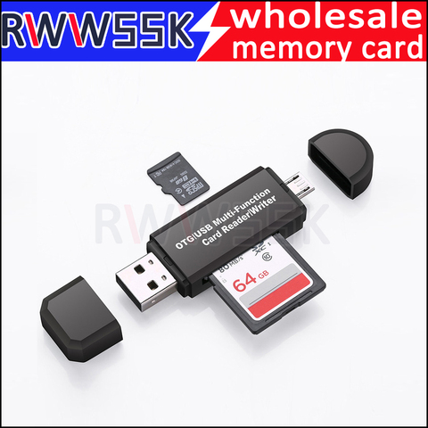 3 в 1 USB 2,0 Многофункциональный TF SD SDHC SDXC кардридер Micro USB адаптер для чтения карт OTG для Android Phone Tablet PC ► Фото 1/5