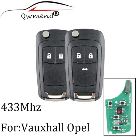 2 кнопки 433 Мгц дистанционный ключ для Opel Vauxhall Astra J Corsa E Insignia Zafira C 2009-2015 чип транспондера ID46 оригинальный ключ ► Фото 1/5