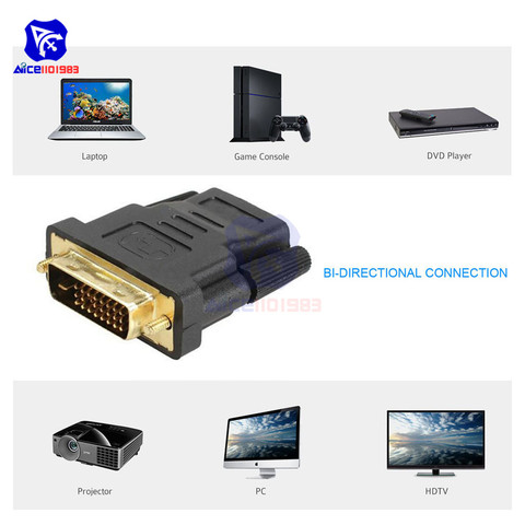 Адаптер DVI-HDMI, двунаправленное подключение, Позолоченный разъем HDMI-DVI для ПК, ноутбука, проектора, игровой консоли ► Фото 1/6