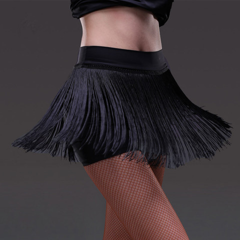 Женская юбка для латиноамериканских танцев, черная юбка для латиноамериканских танцев с бахромой, для соревнований и тренировок, 2022 ► Фото 1/4