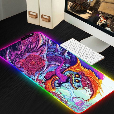 Купить онлайн 800*300 большой RGB коврик для мыши, геймерский коврик