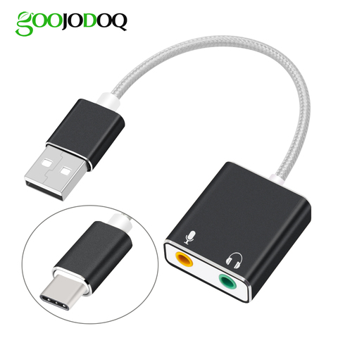 Внешняя USB-звуковая карта GOOJODOQ 7,1, 3,5 мм, USB-аудио адаптер для наушников, микрофона, звуковая карта для Macbook, компьютера, ноутбука, ПК ► Фото 1/6