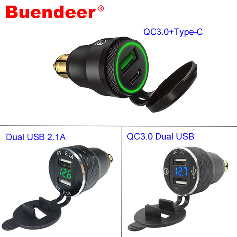 Быстрое зарядное устройство Buendeer с разъемом USB для мотоцикла, QC3.0, разъем питания USB, адаптер питания Din, зарядное устройство для triumph tiger 800 xc BMW R1200RT ► Фото 1/6