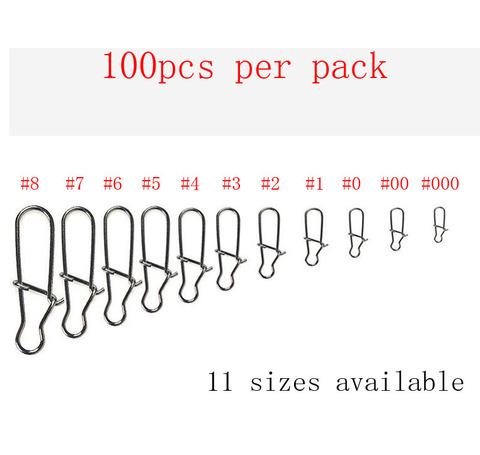100 шт. рыболовные Безопасность защелками Рыбалка Разъем для приманки Нержавеющая сталь крюк замок шарнирными шарнирами твердые кольца ► Фото 1/6
