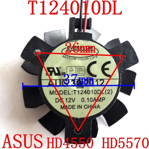 Бесплатная доставка, вентилятор T124010DL для видеокарт ASUS HD4550 HD5570 37 мм DC12V 0.1A 2PIN ► Фото 1/2