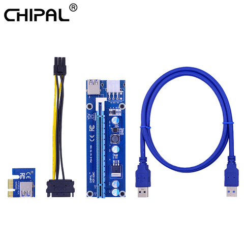 CHIPAL VER006C PCI-E Riser Card 006C PCI Express 1X 16X удлинитель 100 см 60 см USB 3,0 кабель 6Pin на SATA мощность для горнодобывающей машины ► Фото 1/6