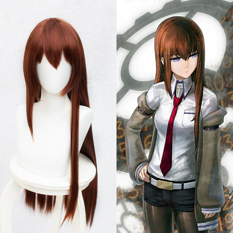 Аниме Steins Gate Makise Kurisu Кристина ассистент Оберн прямые 100 см/1 м длинные прямые синтетические волосы косплей парик + парик Кепка ► Фото 1/2