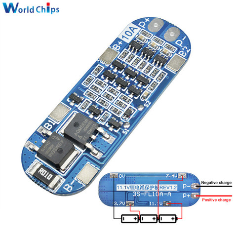 Модуль защитной платы зарядного устройства для литиевых батарей 3S, 10 А, 11,1 В, 12 В, 12,6 в, модуль для литий-ионных аккумуляторных батарей 18650, BMS, 3... ► Фото 1/6