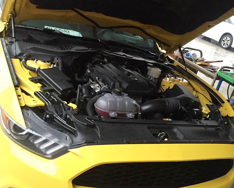 Для Ford Mustang 2015-2022 нержавеющая черная крышка двигателя опорный стержень гидравлическая опора капота опорные стойки газовые пружины ► Фото 1/6