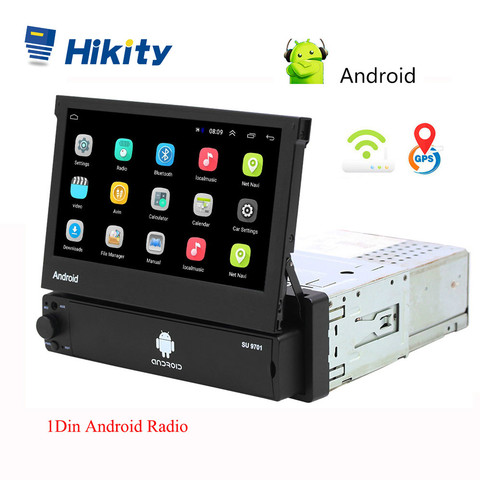 Мультимедийный плеер Hikity, плеер на Android, с четырехъядерным процессором, GPS, Wi-Fi, Bluetooth, MP5, 7 дюймов, Типоразмер 1 DIN, без DVD ► Фото 1/5