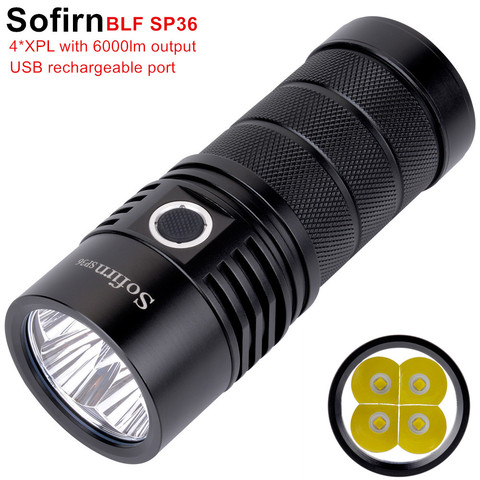 Мощный светодиодный фонарик Sofirn BLF SP36 4 * XPL2, лм, перезаряжаемый через USB, 18650, многократная работа, супер яркий фонарь, Narsilm V1.2 ► Фото 1/6