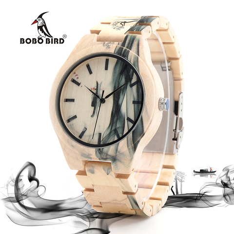BOBO BIRD Wood мужские часы, лучший бренд, Роскошные Кварцевые часы, отличный подарок для мужчин в деревянной коробке, OEM relogio masculino W-O17 ► Фото 1/6