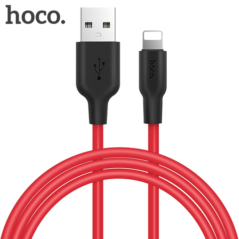 Кабель HOCO Lightning/USB для iPhone XS Max, быстрая зарядка, USB синхронизация данных, экологически чистый силиконовый провод для iPhone 6, 6s, SE, 8, 7 plus ► Фото 1/6