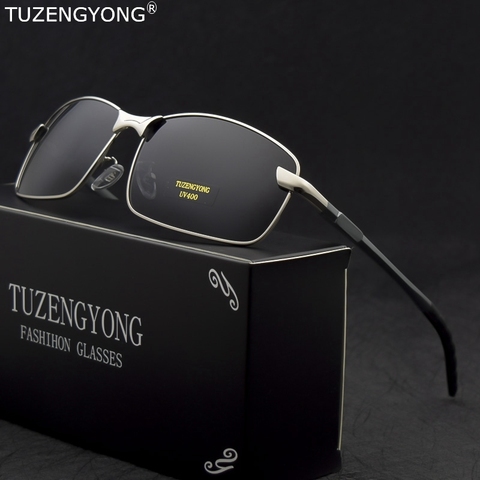 Мужские солнцезащитные очки с поляризацией, брендовые дизайнерские квадратные очки для вождения из алюминиевого сплава, UV400, 2022 ► Фото 1/6