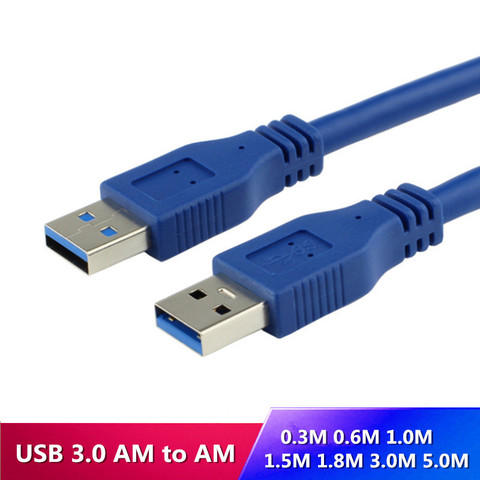 Высокоскоростной Синий Удлинительный Кабель USB 3,0 типа А, штекер-штекер USB AM-AM 4,8 Гбит/с, поддержка USB 2,0 0,3 м 0,6 м 1 м 1,5 м-5 м ► Фото 1/4