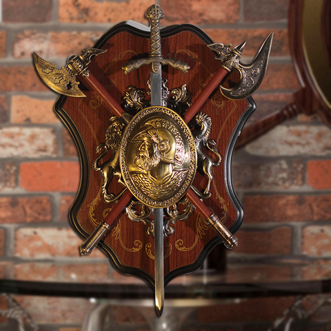 Старинный Римский Спартанский щит, меч, Настенный декор, искусственный топор в средневековом стиле, настенная подвеска KTV Bar ► Фото 1/5
