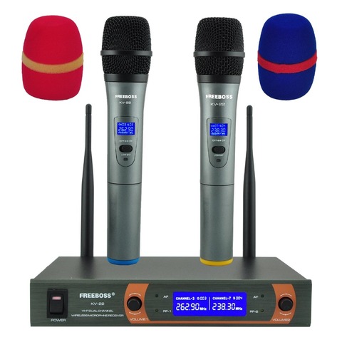 Freeboss KV-22 VHF 2 ручной беспроводной микрофон, динамический капсульный беспроводной микрофон для семейвечерние ► Фото 1/6