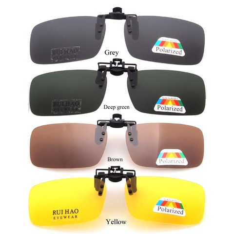 Брендовые маленькие солнцезащитные очки RUI HAO, брендовые поляризационные солнцезащитные очки на клипсе, очки для вождения, серые, коричневые, желтые солнцезащитные очки на клипсе ► Фото 1/1