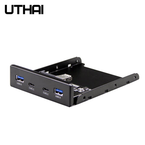 UTHAI G07 4 порта мульти тип-c USB 2,0 USB 3,0 концентратор кронштейн адаптер для рабочего стола 3,5 дюймов разветвитель гибких дисков Передняя панель ко... ► Фото 1/6