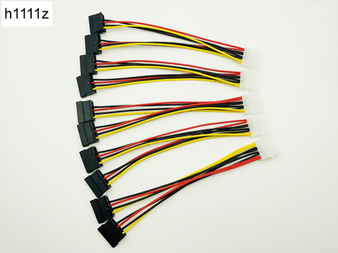 5 шт., кабель питания SATA, разветвитель Molex, 4pin, штекер-штекер, серия ATA 15pin x 2, гнездовой и жесткий диск, кабели 20 см для майнинга биткоинов ► Фото 1/6