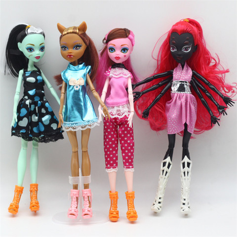 Модные куклы Monster Fun High, 4 шт./лот, монстр, черный паук, подвижное тело, игрушки для девочек, детские подарки ► Фото 1/6