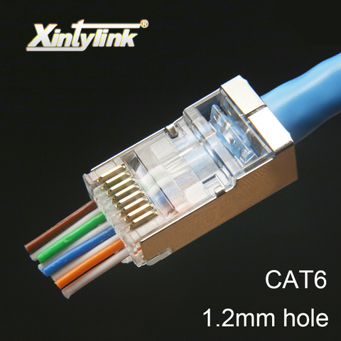 Разъем xintylink rj45 cat6 cat 6 штекер 8p8c stp rg rj 45 lan экранированный SFTP FTP сетевой ethernet кабель Разъем модульное отверстие 1,2 мм ► Фото 1/6