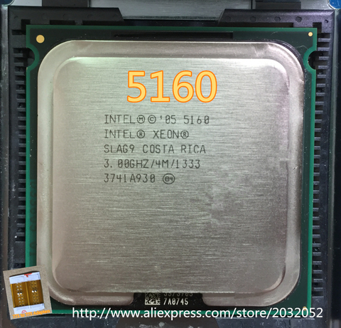 Оригинальный процессор Intel Xeon 5160 3,0 GHz/4M/1333 близко к LGA771 (два адаптера от 771 до 775) ► Фото 1/2