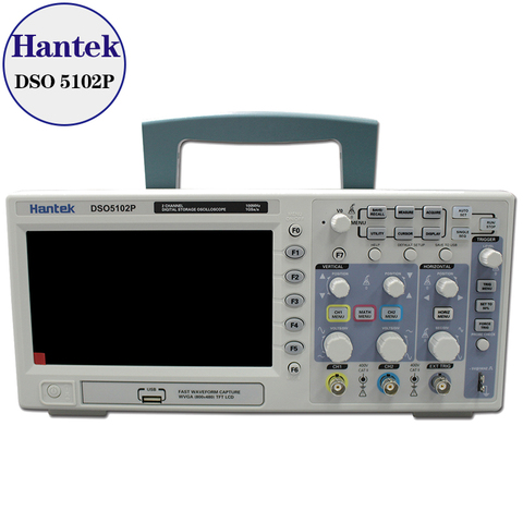 Цифровой осциллограф Hantek DSO5102P, 100 МГц, 2 канала, частота дискретизации в реальном времени 1 ГГц/с, подключение USB-хоста, экран 7 дюймов ► Фото 1/3
