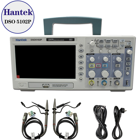 Цифровой осциллограф Hantek DSO5102P, 100 МГц, 2 канала, частота дискретизации в реальном времени 1 ГСА/с, подключение USB-хоста, экран 7 дюймов ► Фото 1/4