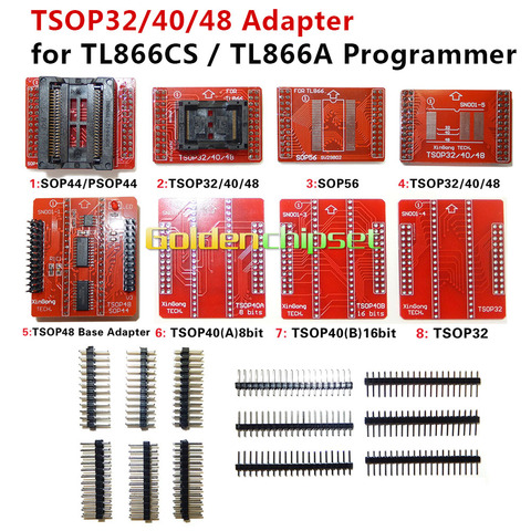 Оригинальные адаптеры TSOP32 TSOP40 TSOP48 SOP44 SOP56, 8 шт./лот, набор адаптеров для MiniPro TL866 TL866A TL866CS, универсальный программатор ► Фото 1/5